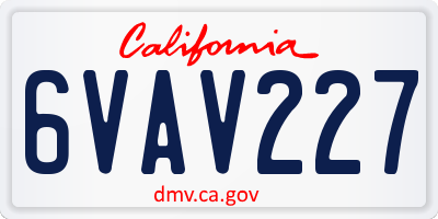 CA license plate 6VAV227