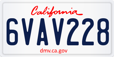 CA license plate 6VAV228