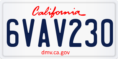 CA license plate 6VAV230