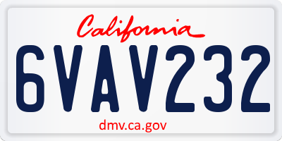 CA license plate 6VAV232