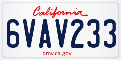 CA license plate 6VAV233