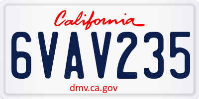 CA license plate 6VAV235