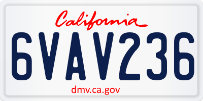 CA license plate 6VAV236