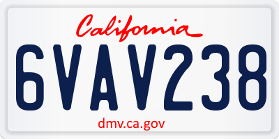 CA license plate 6VAV238