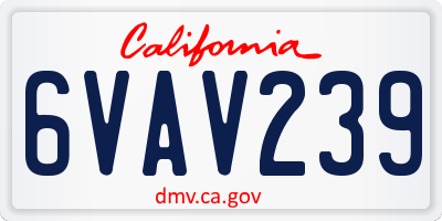 CA license plate 6VAV239