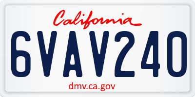 CA license plate 6VAV240