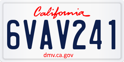 CA license plate 6VAV241