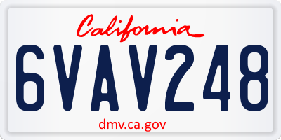CA license plate 6VAV248