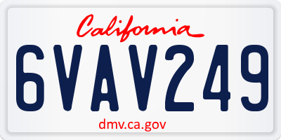 CA license plate 6VAV249