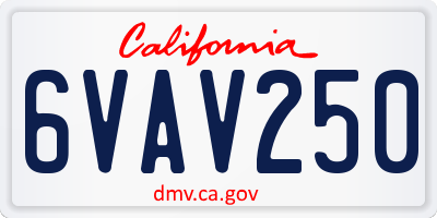 CA license plate 6VAV250