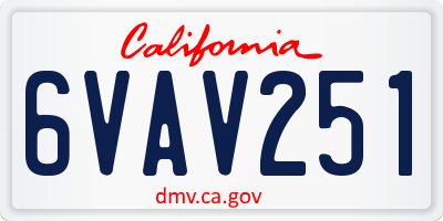 CA license plate 6VAV251
