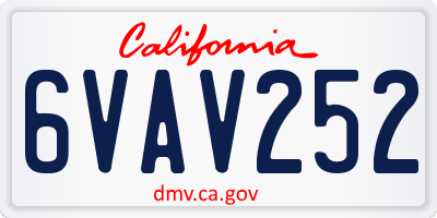 CA license plate 6VAV252