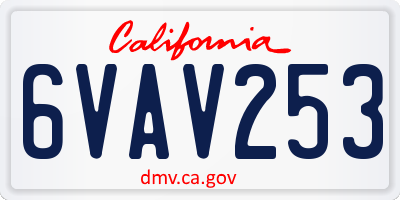 CA license plate 6VAV253