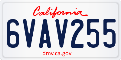 CA license plate 6VAV255