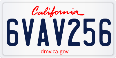 CA license plate 6VAV256