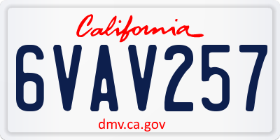 CA license plate 6VAV257