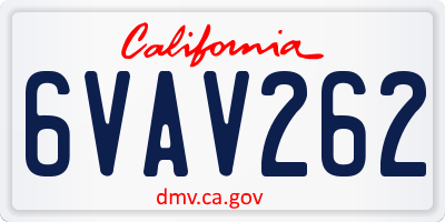 CA license plate 6VAV262