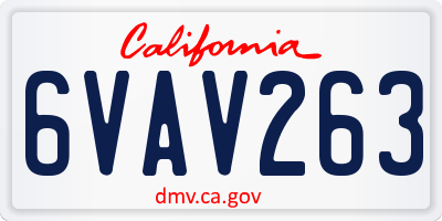 CA license plate 6VAV263