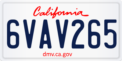 CA license plate 6VAV265