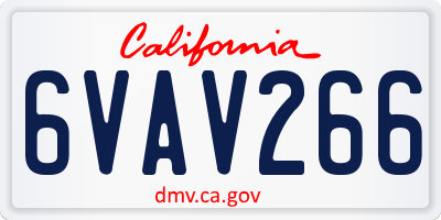 CA license plate 6VAV266