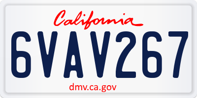 CA license plate 6VAV267