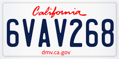CA license plate 6VAV268