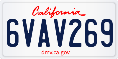 CA license plate 6VAV269
