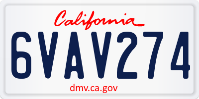CA license plate 6VAV274