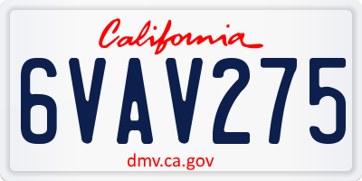 CA license plate 6VAV275