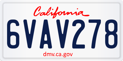CA license plate 6VAV278