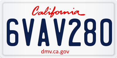 CA license plate 6VAV280