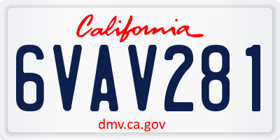 CA license plate 6VAV281