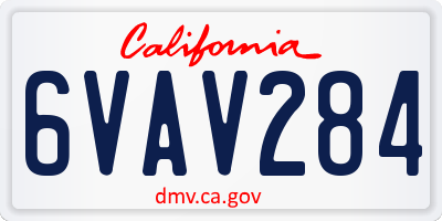 CA license plate 6VAV284