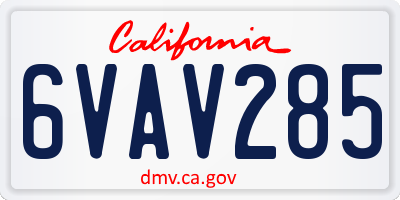 CA license plate 6VAV285
