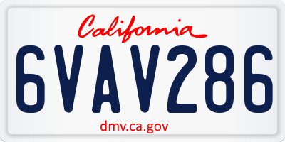 CA license plate 6VAV286