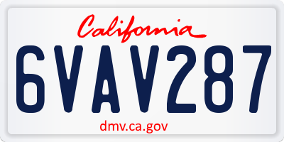 CA license plate 6VAV287