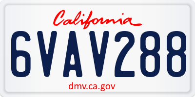 CA license plate 6VAV288