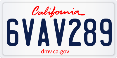 CA license plate 6VAV289