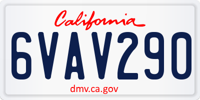 CA license plate 6VAV290