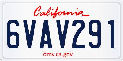 CA license plate 6VAV291