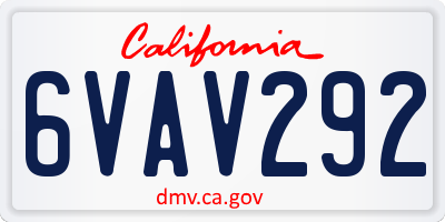 CA license plate 6VAV292