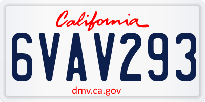 CA license plate 6VAV293