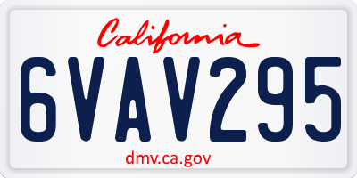 CA license plate 6VAV295