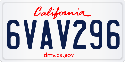 CA license plate 6VAV296
