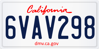 CA license plate 6VAV298