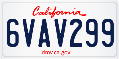 CA license plate 6VAV299