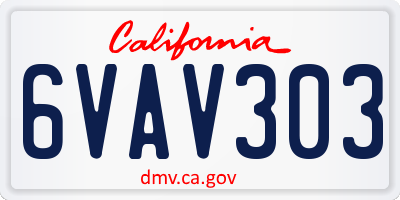 CA license plate 6VAV303