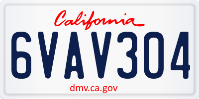 CA license plate 6VAV304