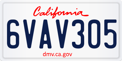CA license plate 6VAV305
