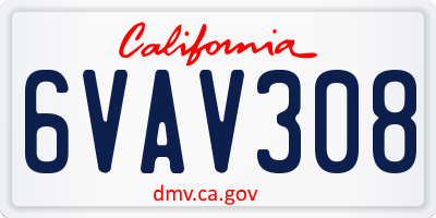 CA license plate 6VAV308